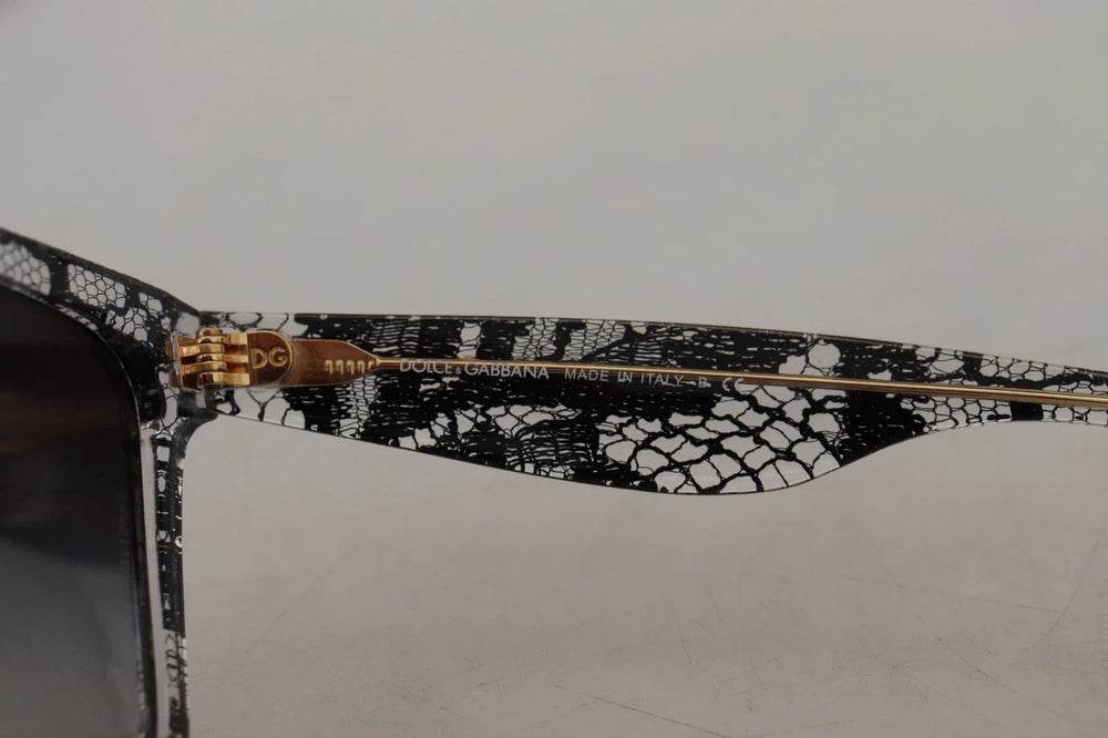 Dolce & Gabbana DG4190 Black Lace Acetate Crystal Round Sunglasses