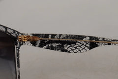 Dolce & Gabbana DG4190 Black Lace Acetate Crystal Round Sunglasses