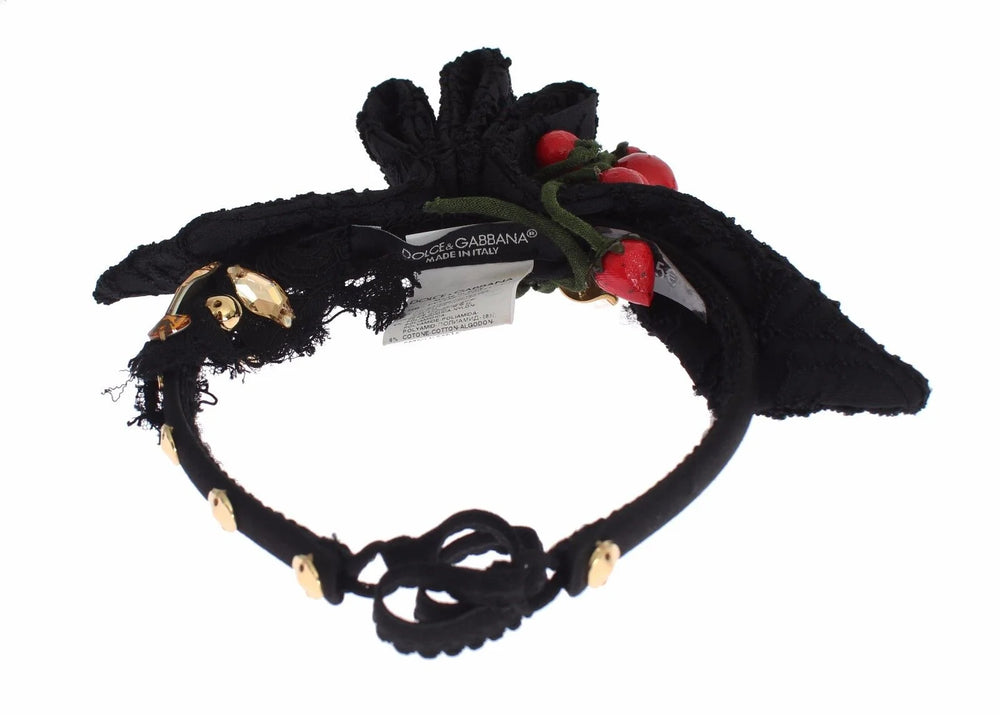 Dolce & Gabbana Diadem Headband Tiara Berry Fruit Crystal Bow Hair - Headbands