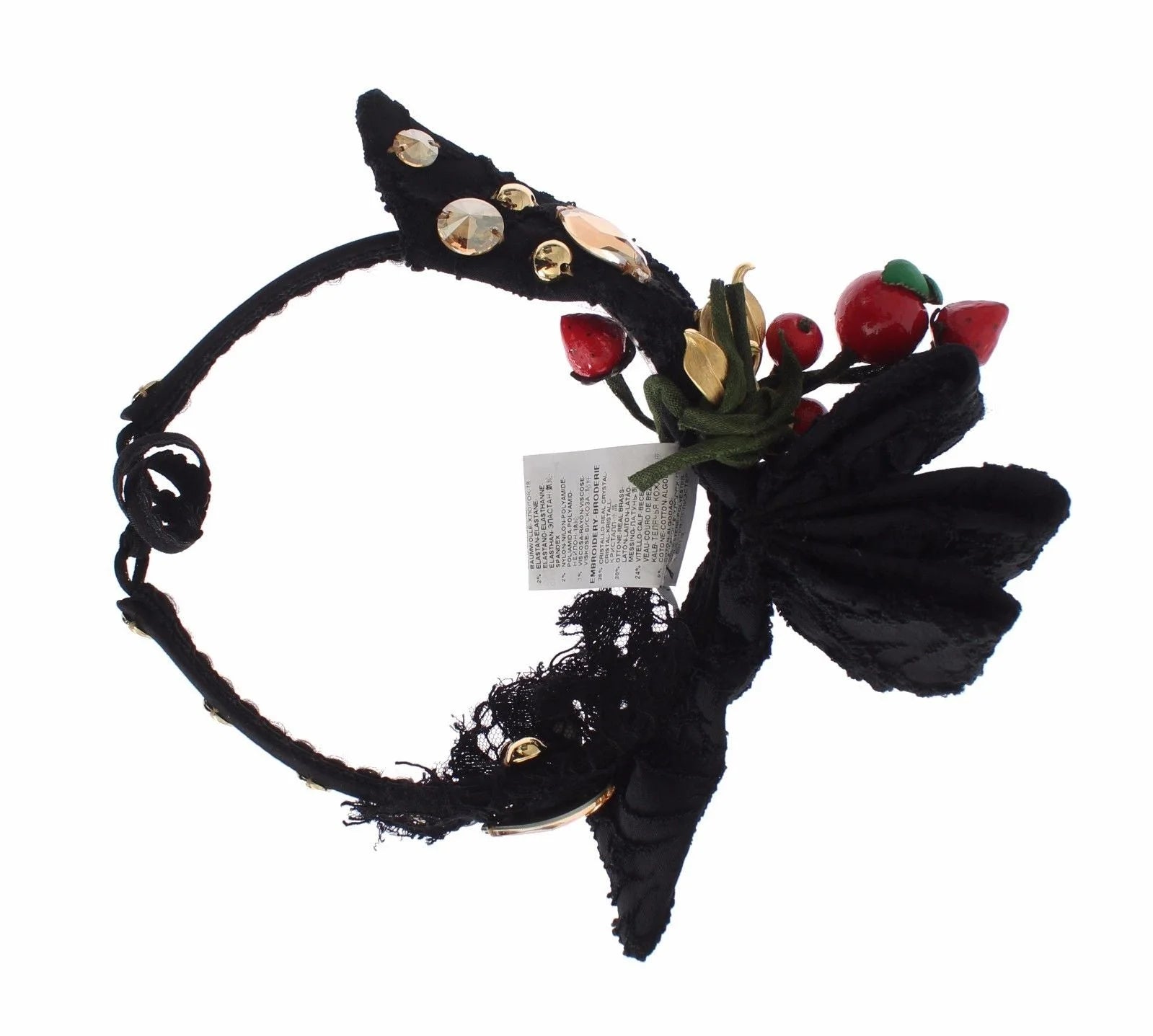 Dolce & Gabbana Diadem Headband Tiara Berry Fruit Crystal Bow Hair - Headbands