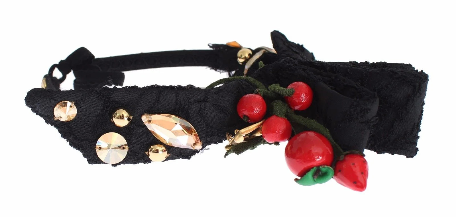 Dolce & Gabbana Diadem Headband Tiara Berry Fruit Crystal Bow Hair - Headbands