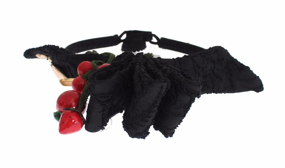 Dolce & Gabbana Diadem Headband Tiara Berry Fruit Crystal Bow Hair - Headbands