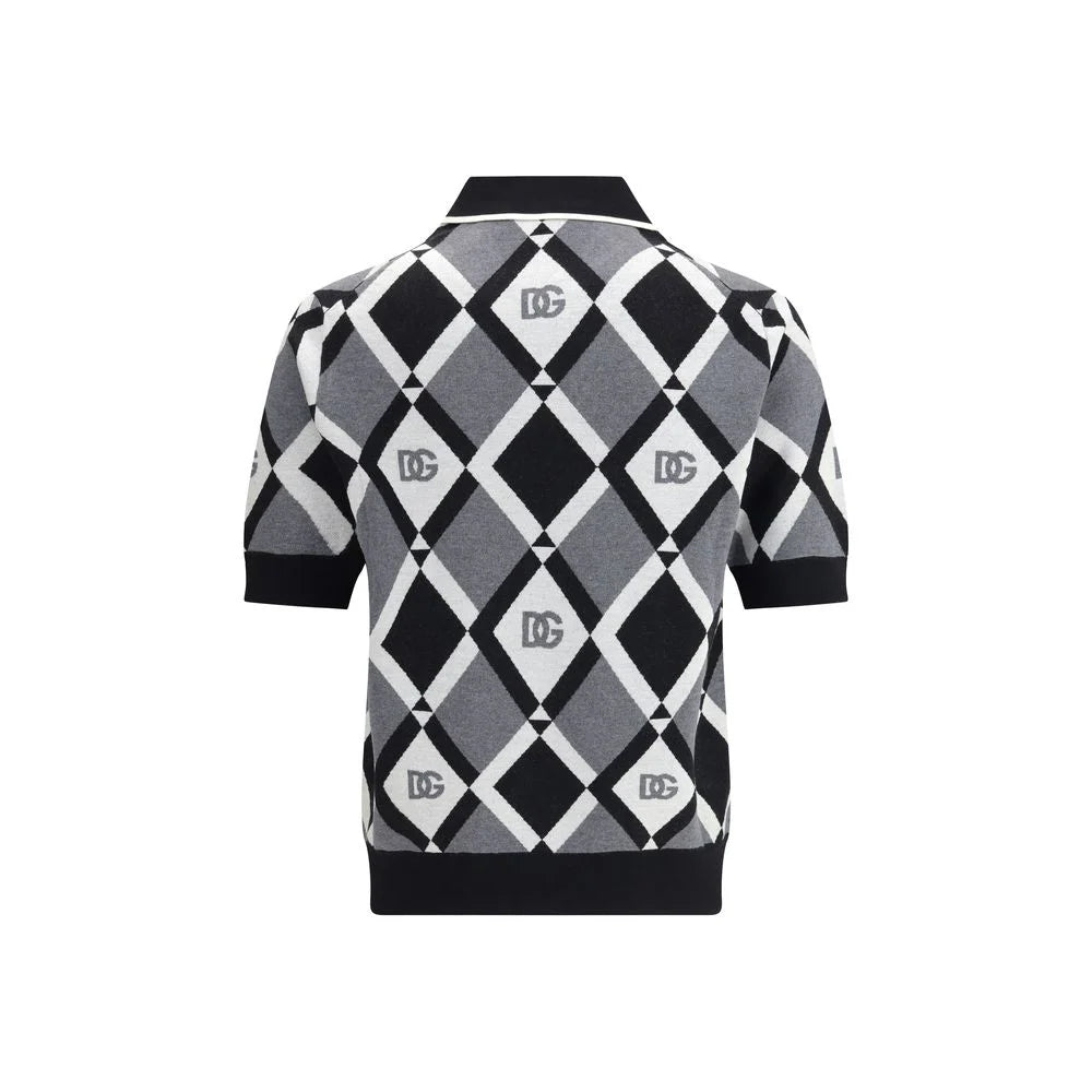 Dolce & Gabbana Diamond knit Polo Sweater - IT50 | L