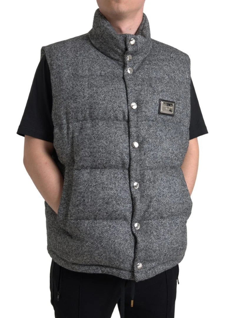 Dolce & Gabbana Elegant Chevron Knit Wool Blend Vest Jacket - IT56 | XL