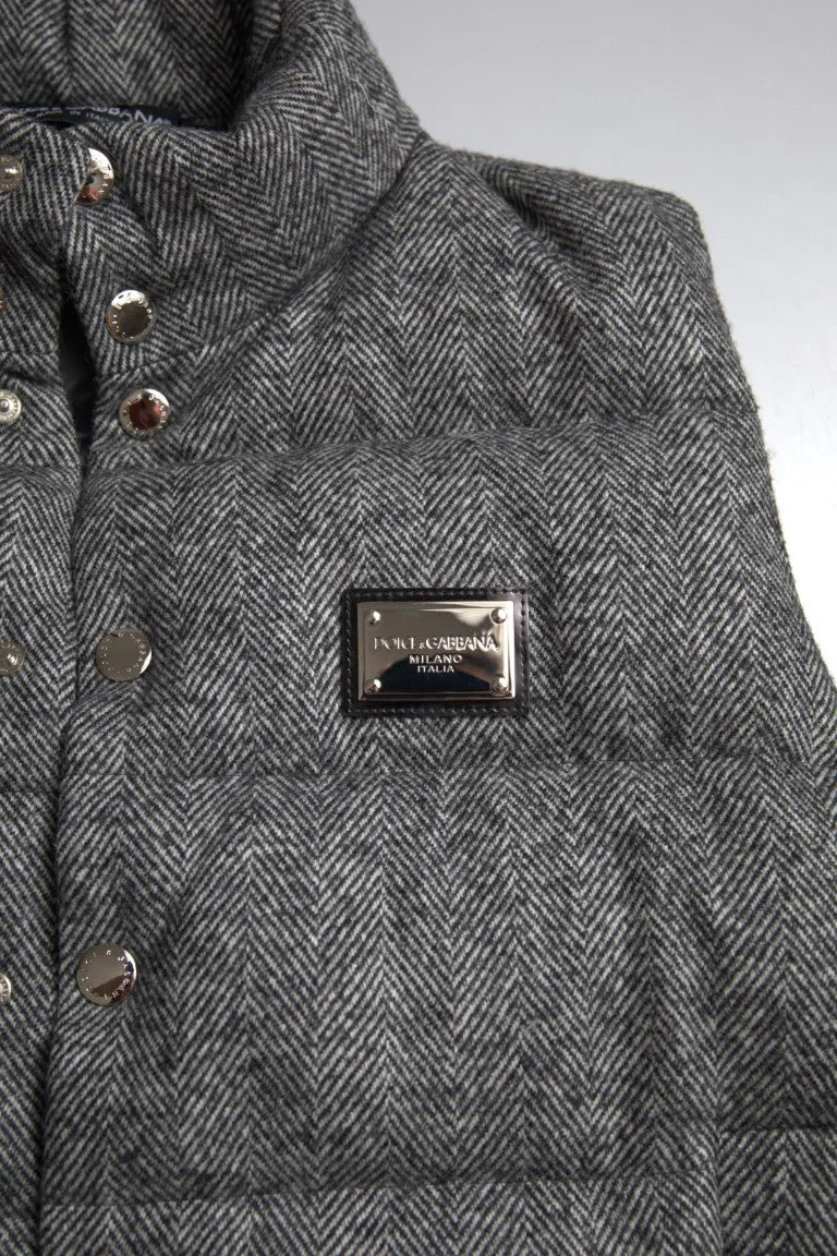 Dolce & Gabbana Elegant Chevron Knit Wool Blend Vest Jacket - IT56 | XL