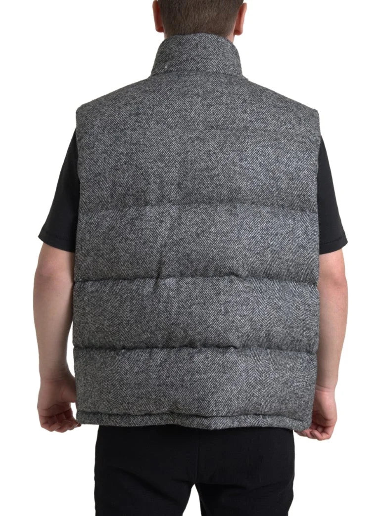 Dolce & Gabbana Elegant Chevron Knit Wool Blend Vest Jacket - IT56 | XL