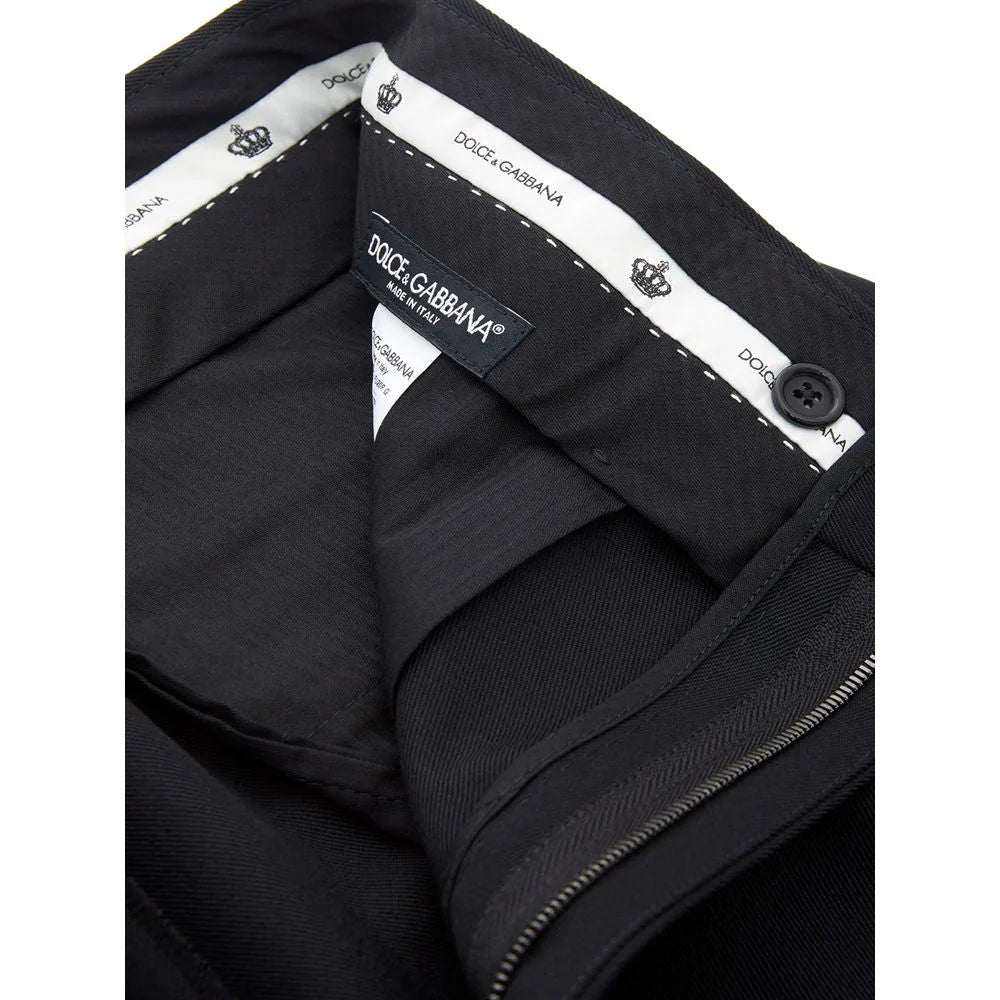 Dolce & Gabbana Elegant Polyester Black Pants for Men - IT50 | L - Trousers