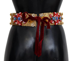 Dolce & Gabbana Embellished Floral Crystal Wide Waist Carretto Belt - IT42|M - Belts