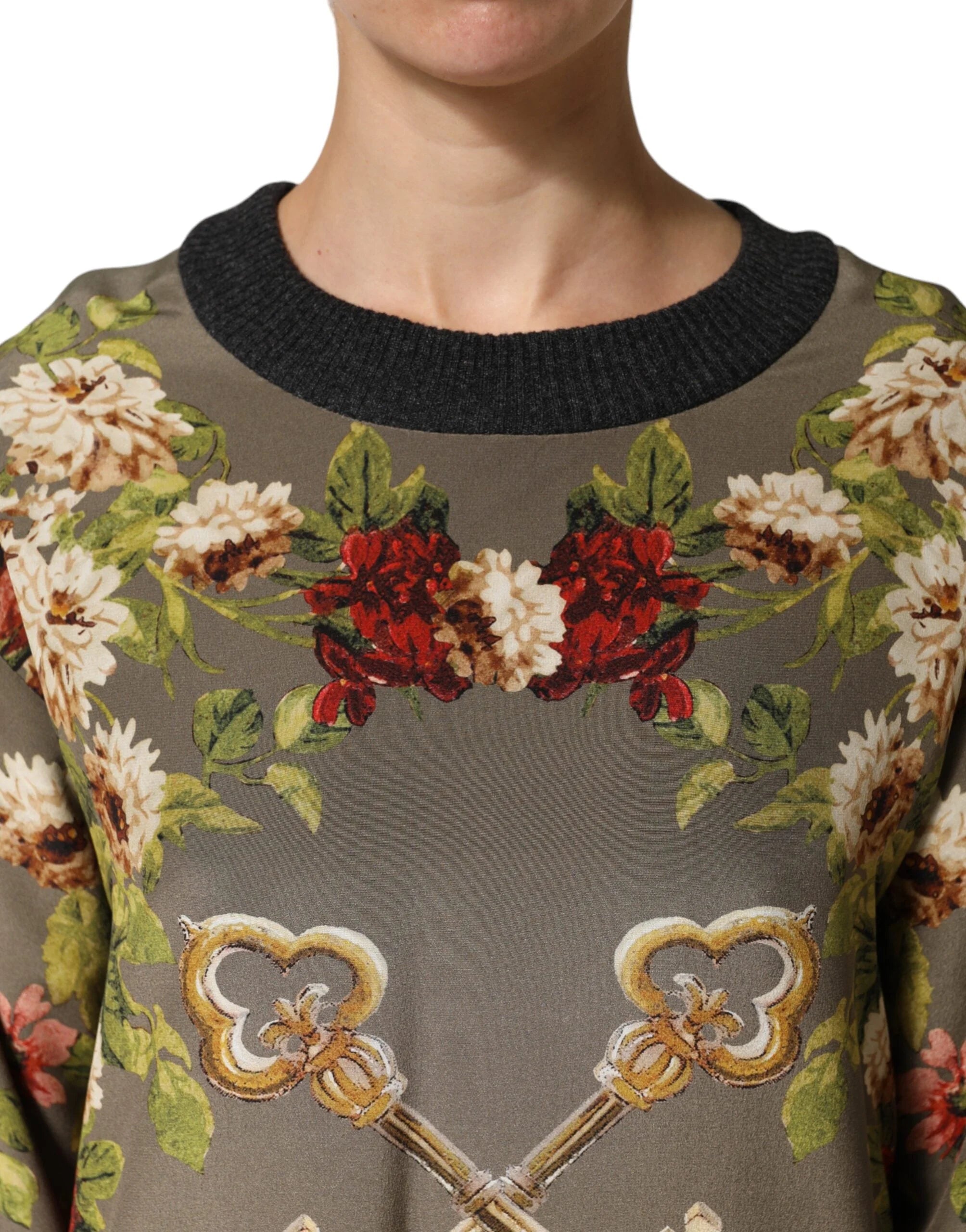 Dolce & Gabbana Enchanted Sicily Silk Crewneck Blouse Sweater - IT40|S