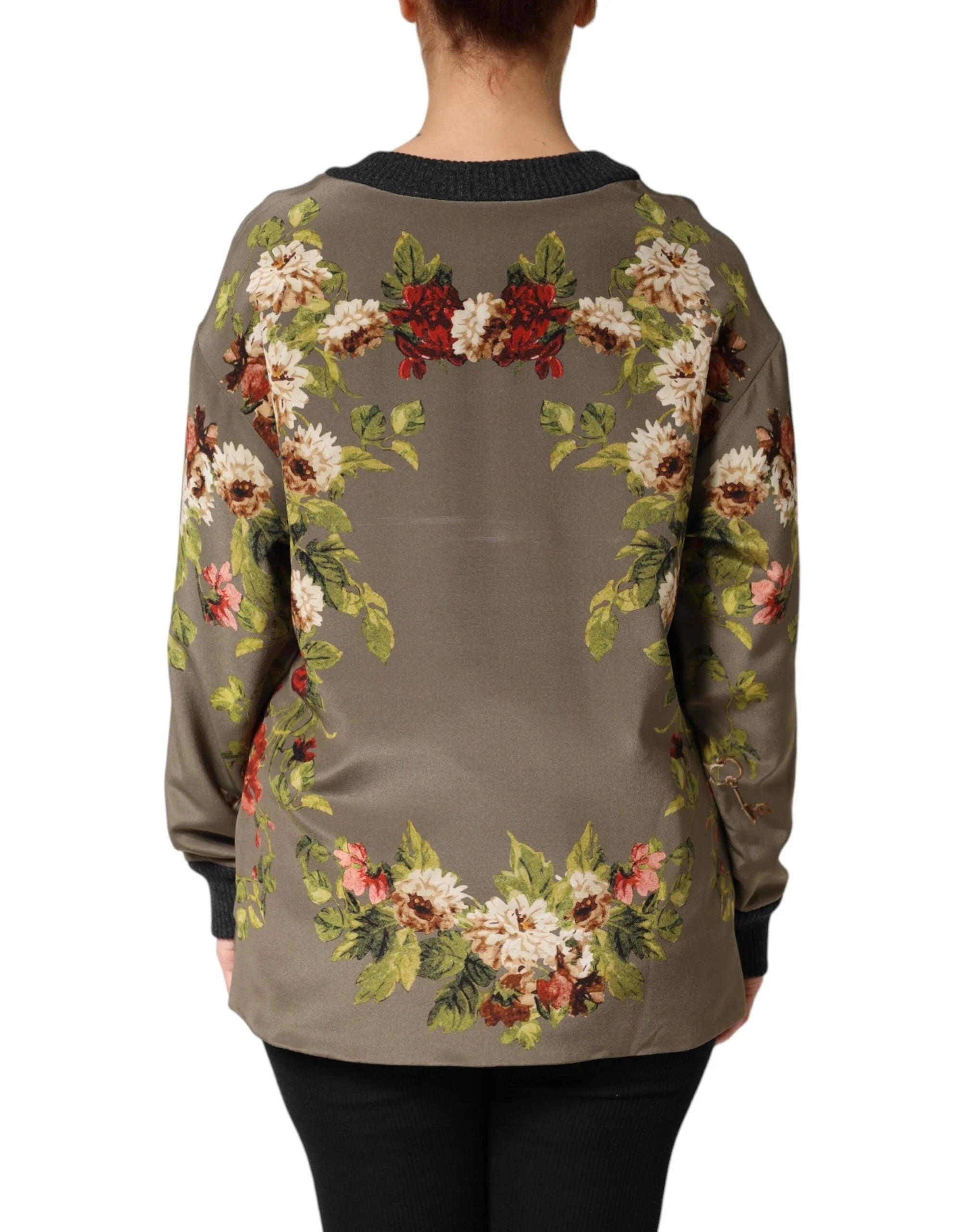 Dolce & Gabbana Enchanted Sicily Silk Crewneck Blouse Sweater - IT40|S