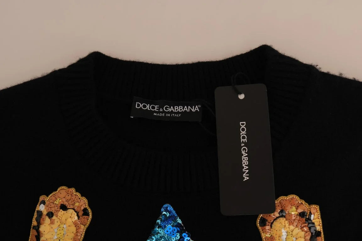 Dolce & Gabbana Fairy Tale Crystal Black Cashmere Sweater - Sweaters