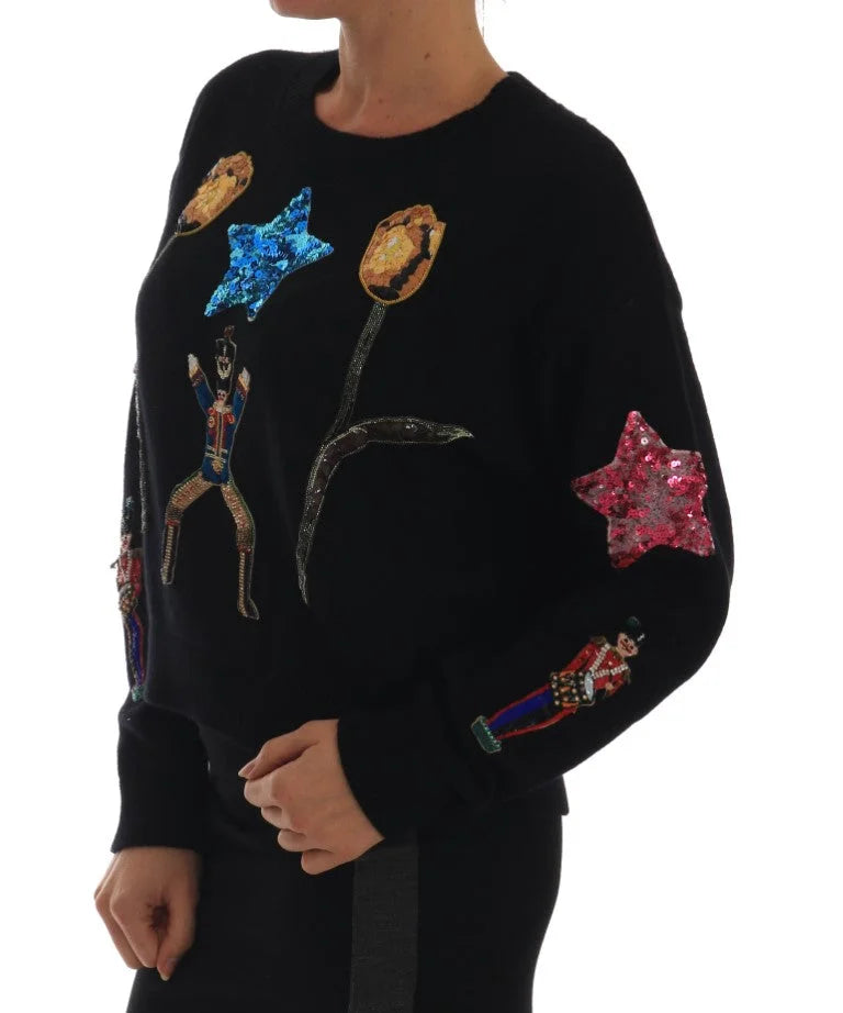 Dolce & Gabbana Fairy Tale Crystal Black Cashmere Sweater - Sweaters