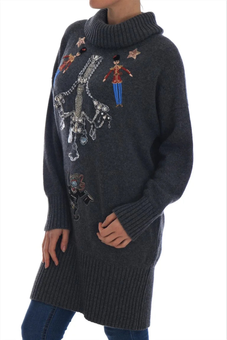 Dolce & Gabbana Fairy Tale Crystal Gray Cashmere Sweater - IT44|L - Sweaters