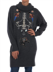Dolce & Gabbana Fairy Tale Crystal Gray Cashmere Sweater - IT44|L - Sweaters