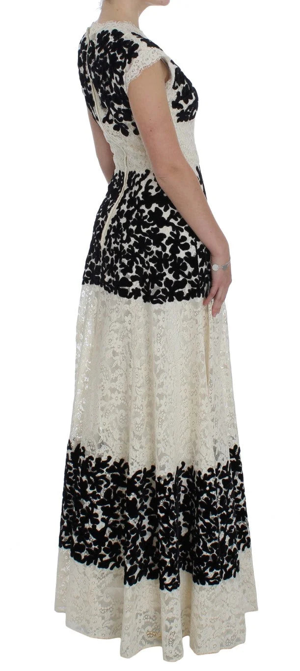 Dolce & Gabbana Floral Lace Ricamo Long Ball Maxi Dress - IT38|XS - Dresses