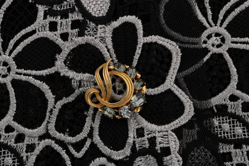 Dolce & Gabbana Floral Macramé Lace Crystal Button Skirt - IT40|S - Skirts