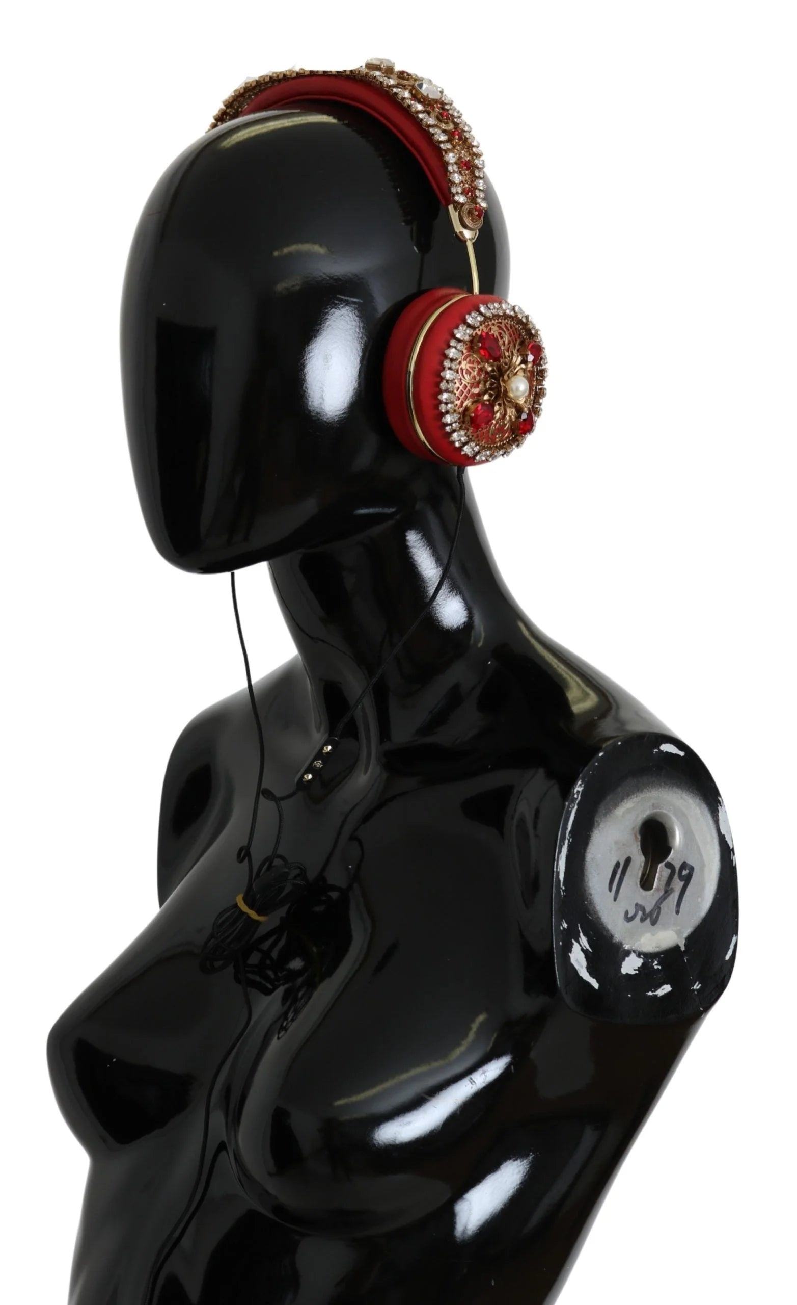 Dolce & Gabbana FRENDS Leather Red Floral Crystal Headset Headphones - Headsets