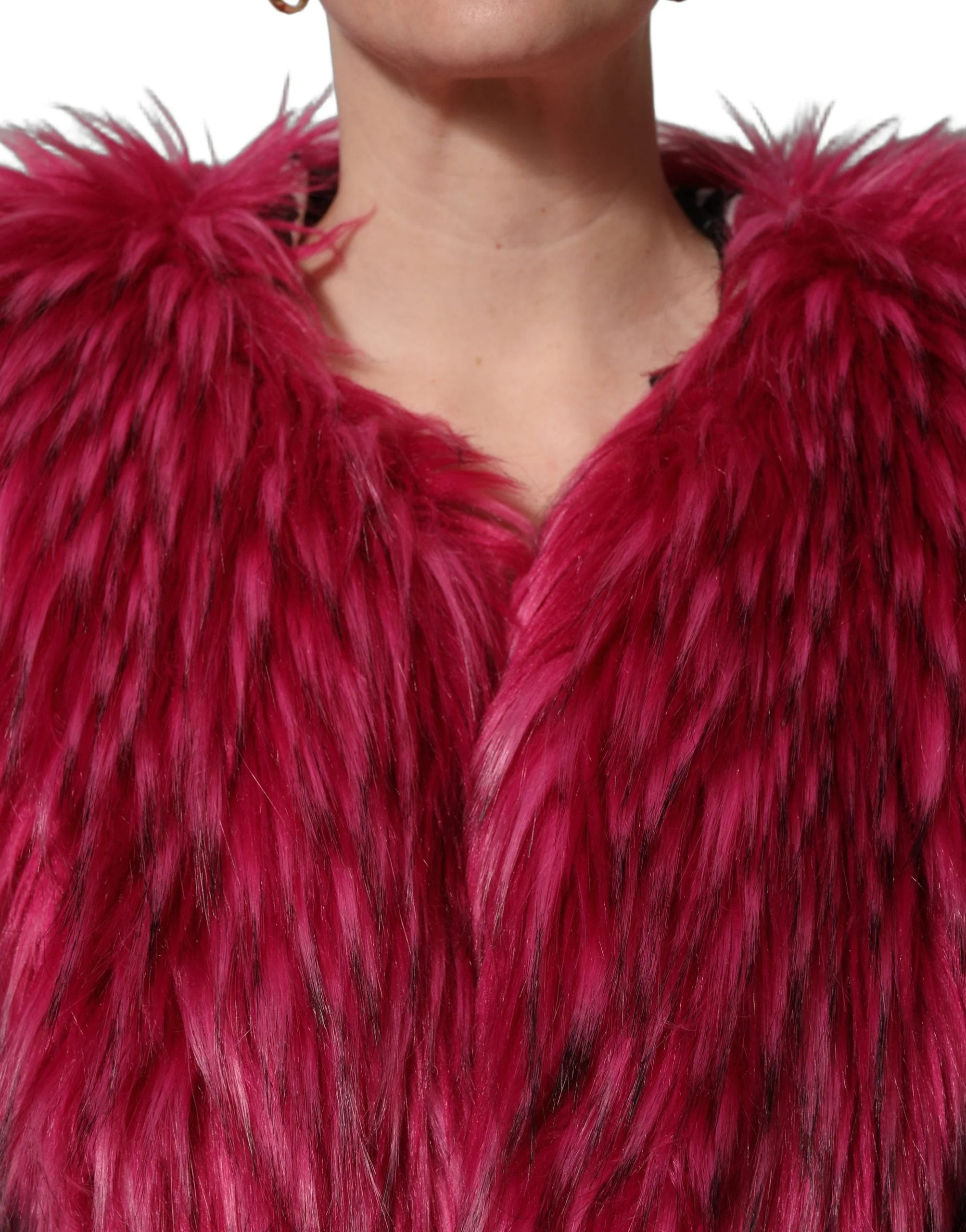 Dolce & Gabbana Fuchsia Belted Faux-Fur Trench Coat Jacket - IT44 | L