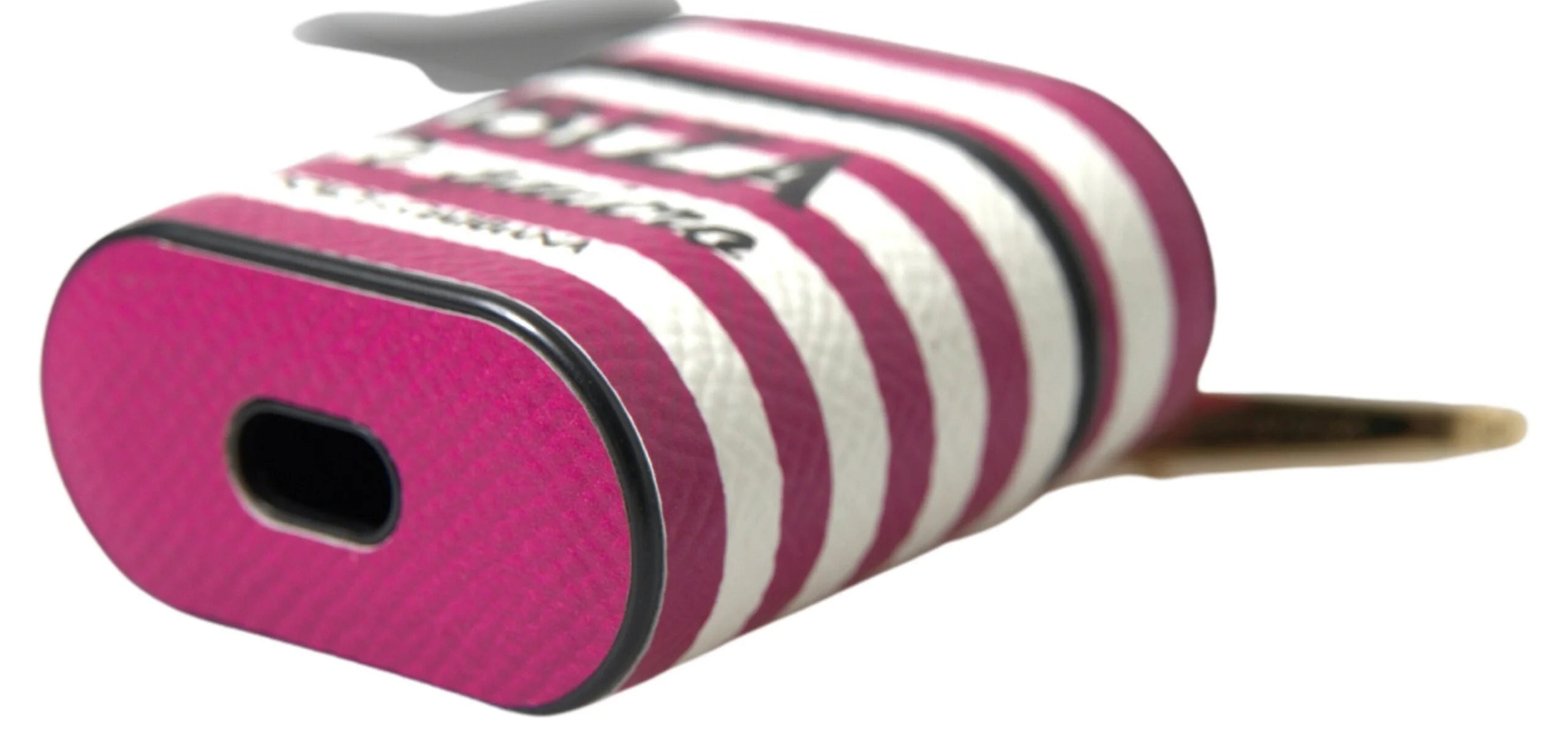 Dolce & Gabbana Fuchsia Dauphine Leather Logo Airpods Case - Headphone Carrying Cases