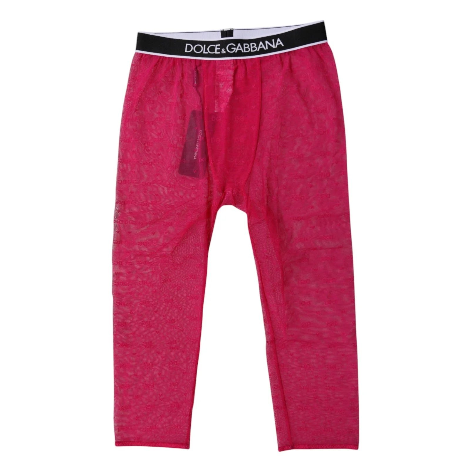 Dolce & Gabbana Fuchsia DG Logo Nylon Cropped Tights Underwear - IT2 | S
