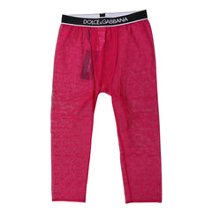 Dolce & Gabbana Fuchsia DG Logo Nylon Cropped Tights Underwear - IT2 | S