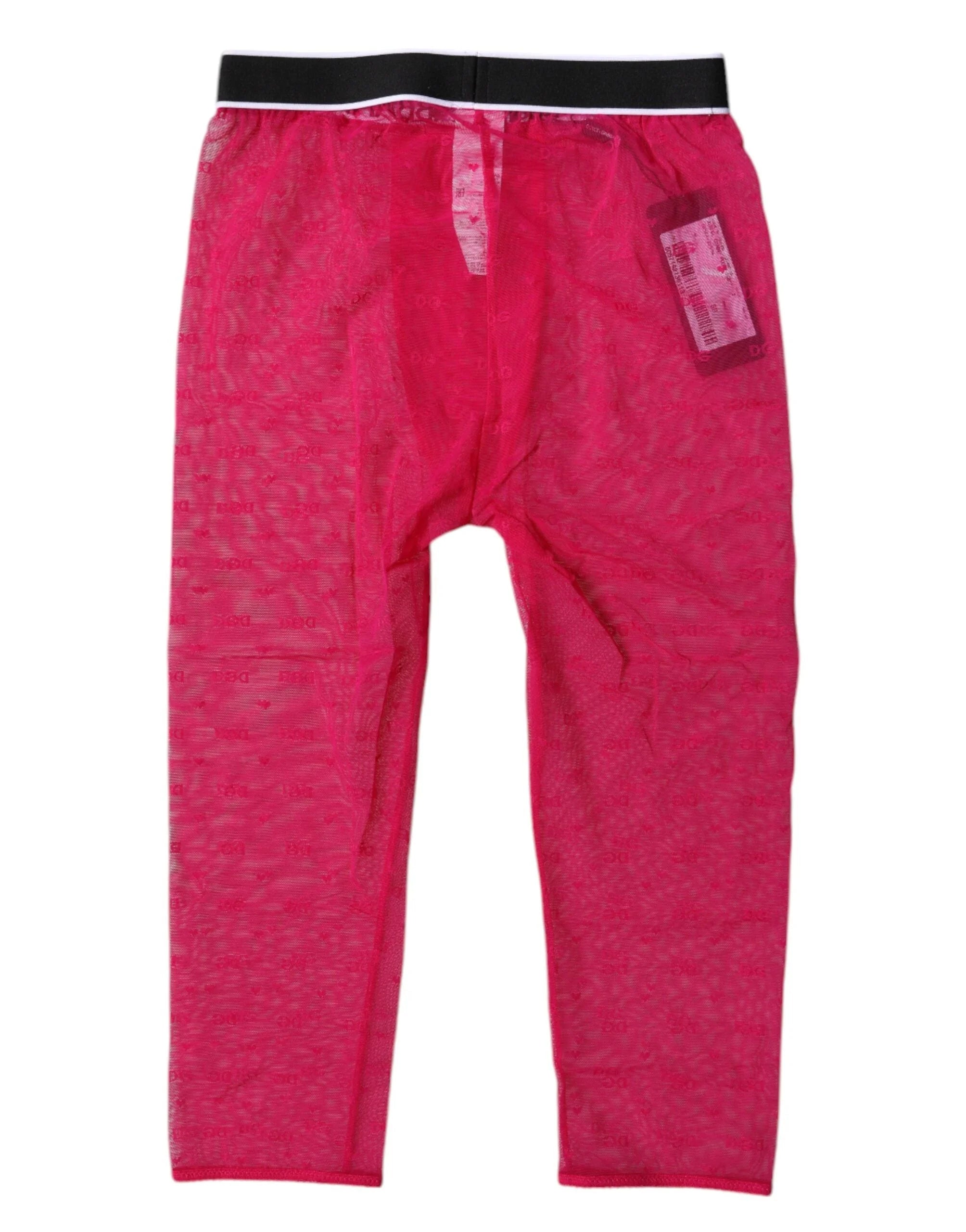 Dolce & Gabbana Fuchsia DG Logo Nylon Cropped Tights Underwear - IT2 | S