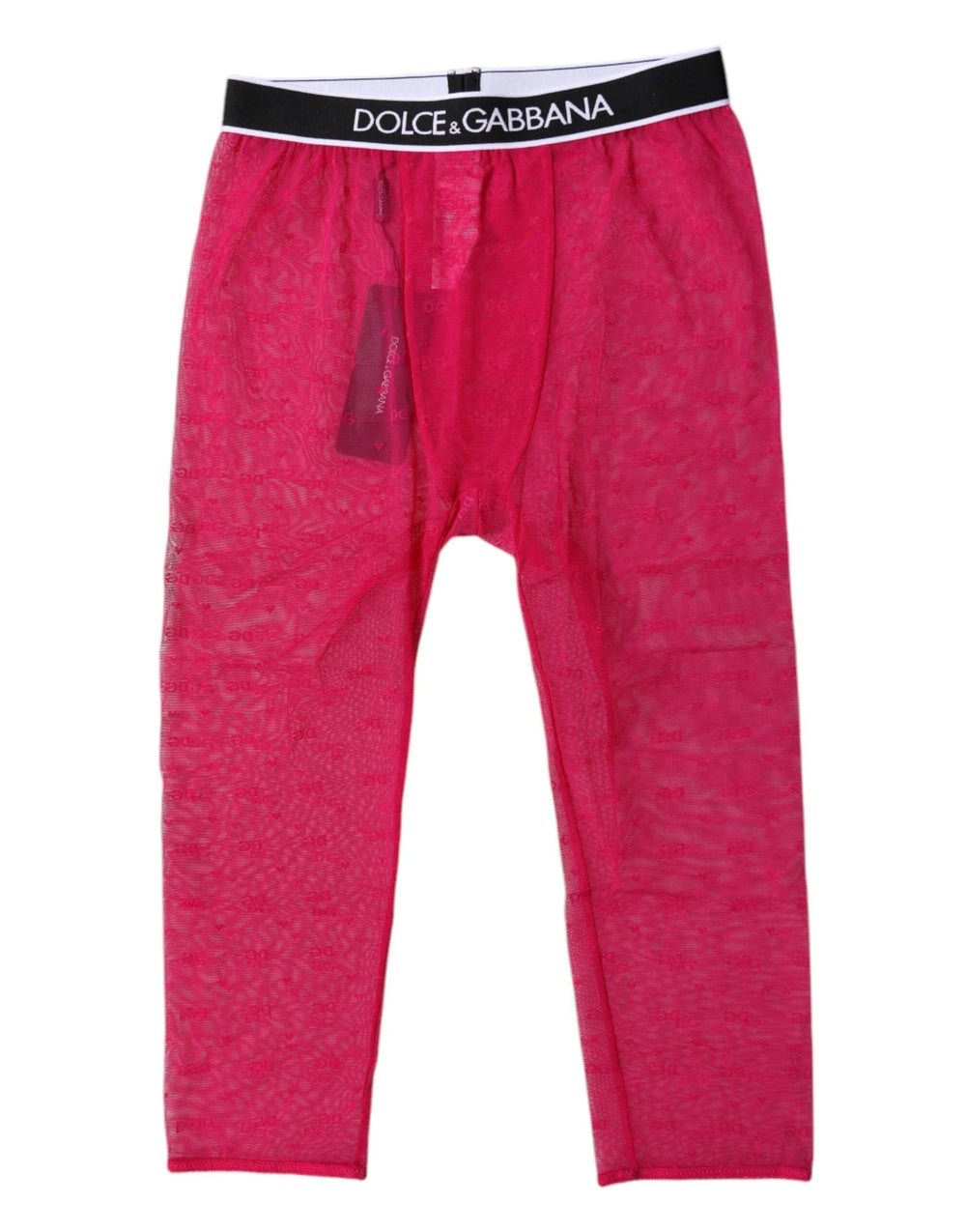 Dolce & Gabbana Fuchsia DG Logo Nylon Cropped Tights Underwear - IT2 | S