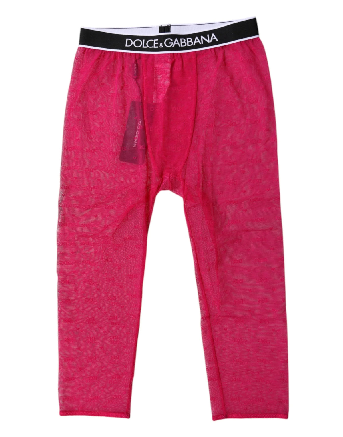 Dolce & Gabbana Fuchsia DG Logo Nylon Cropped Tights Underwear - IT2 | S