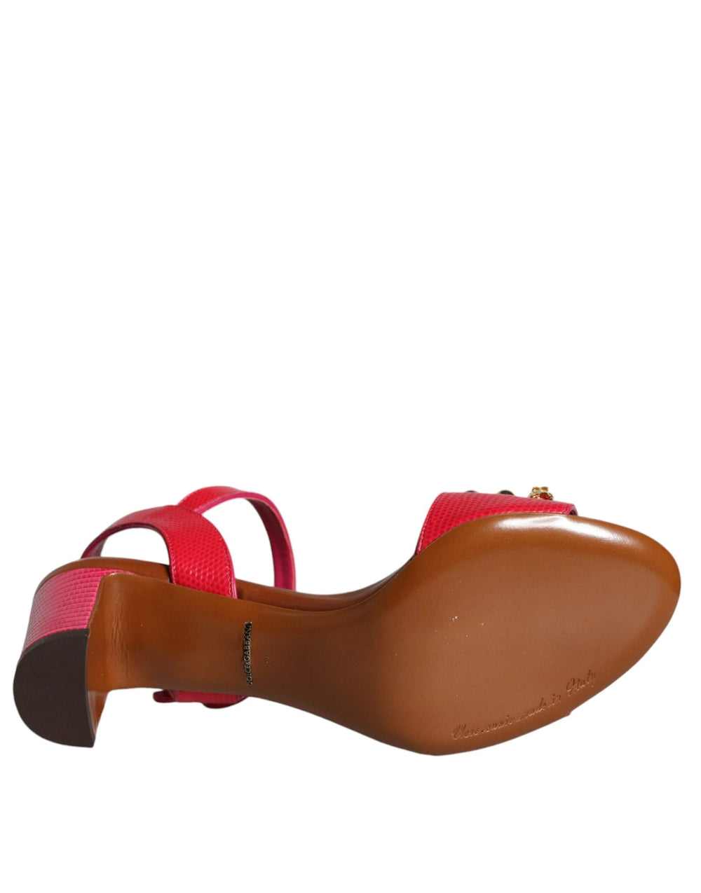 Dolce & Gabbana Fuchsia Leather Embellished Keira Sandals Shoes - EU36/US6 - Sandals