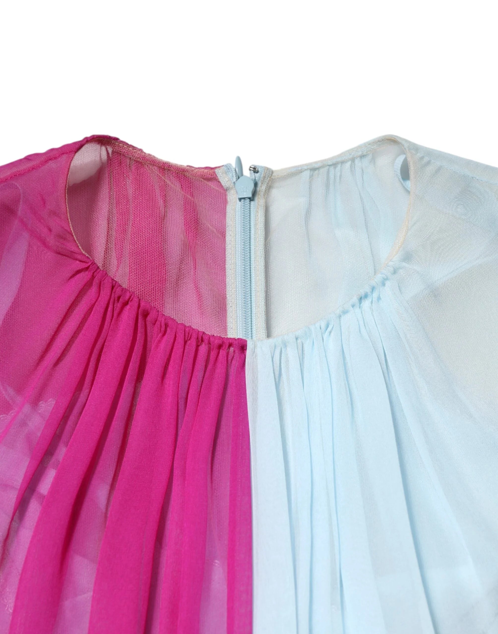 Dolce & Gabbana Fuchsia Light Blue Silk Two Tone Midi Dress - Dresses