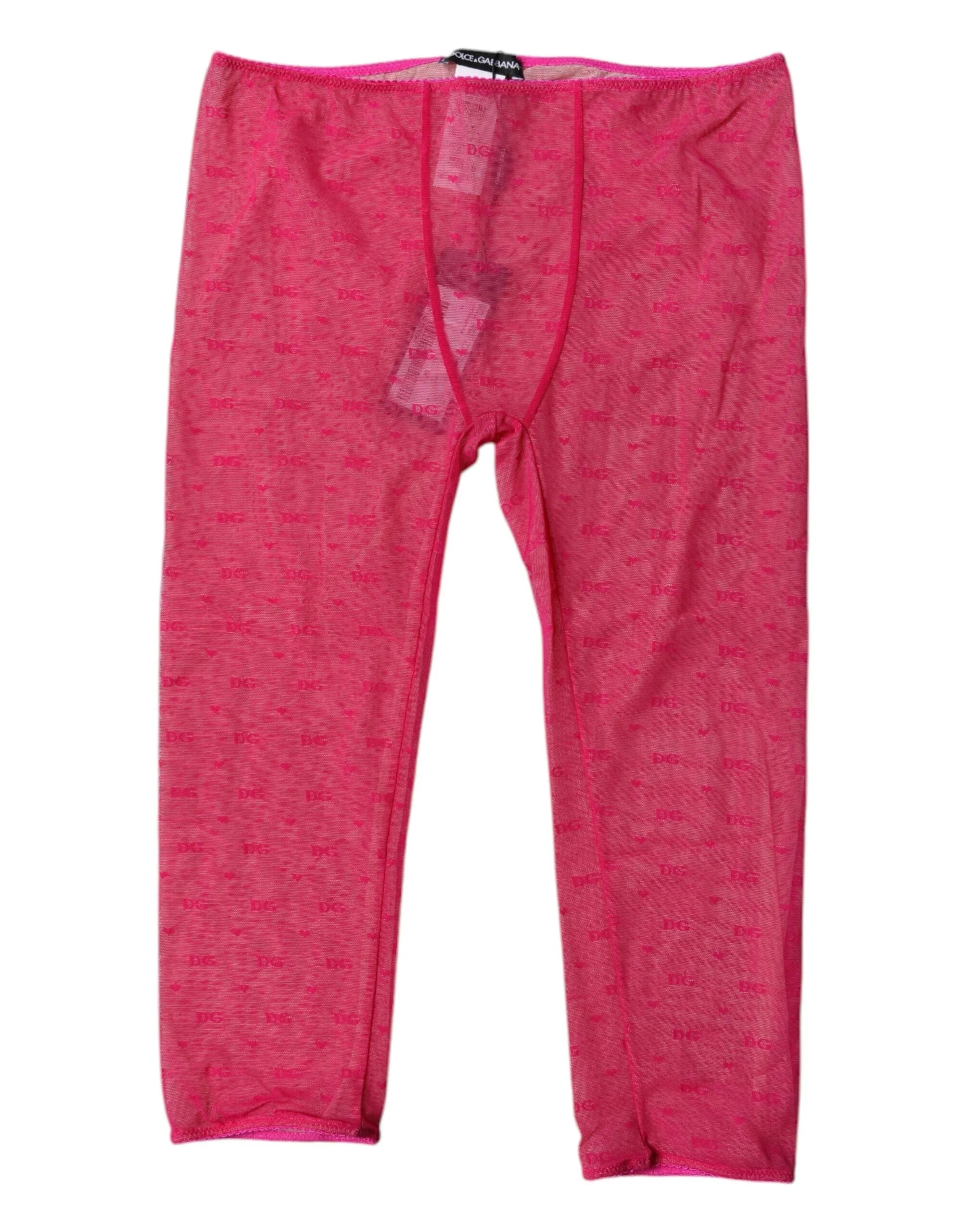 Dolce & Gabbana Fuchsia Logo Lace Lingerie Cropped Tight Underwear - IT2 | S - Boyshorts
