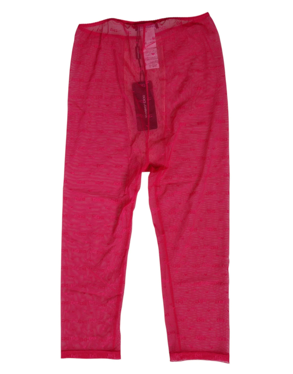 Dolce & Gabbana Fuchsia Logo Lace Tight Midi Trousers Underwear - IT2 | S