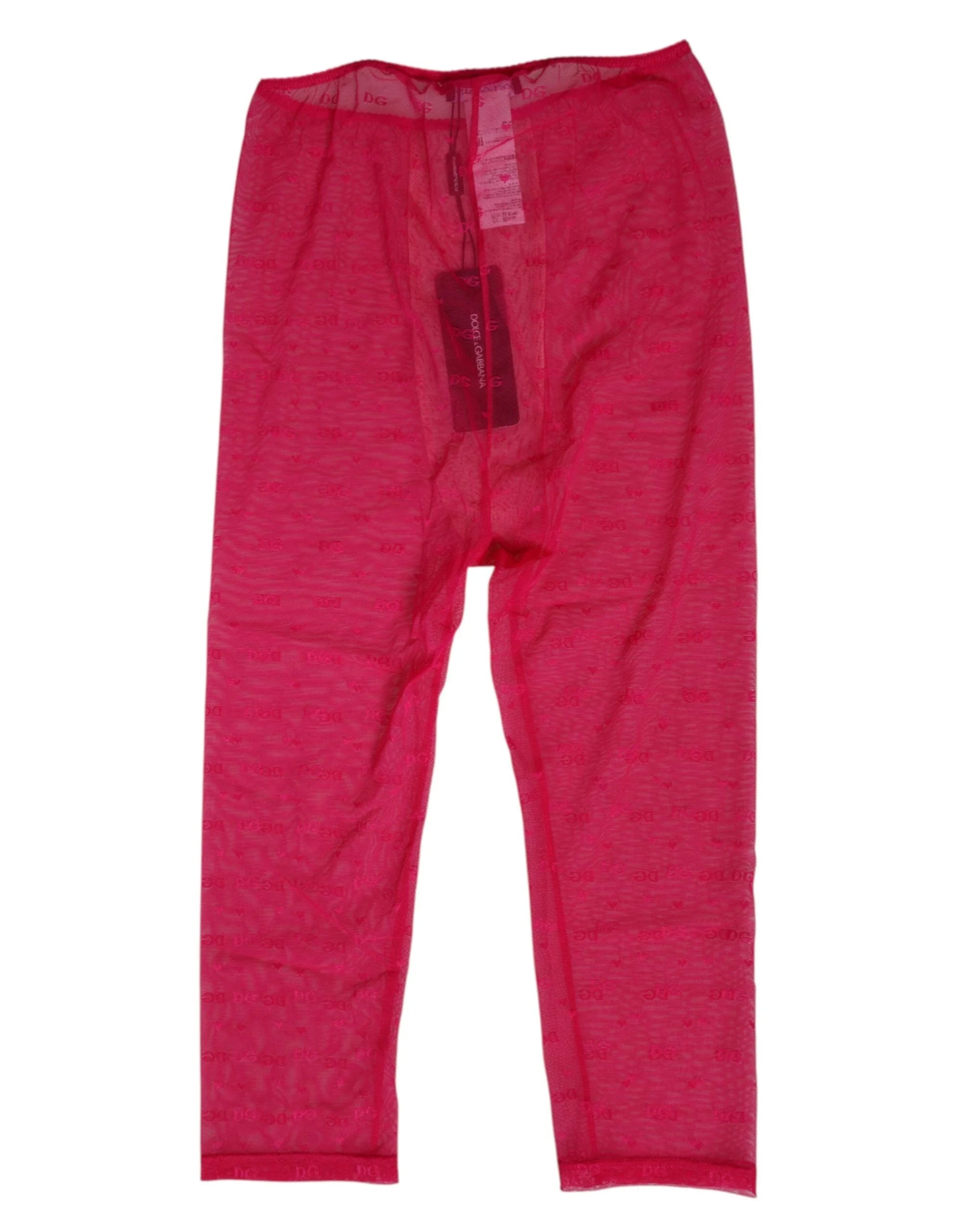 Dolce & Gabbana Fuchsia Logo Lace Tight Midi Trousers Underwear - IT2 | S