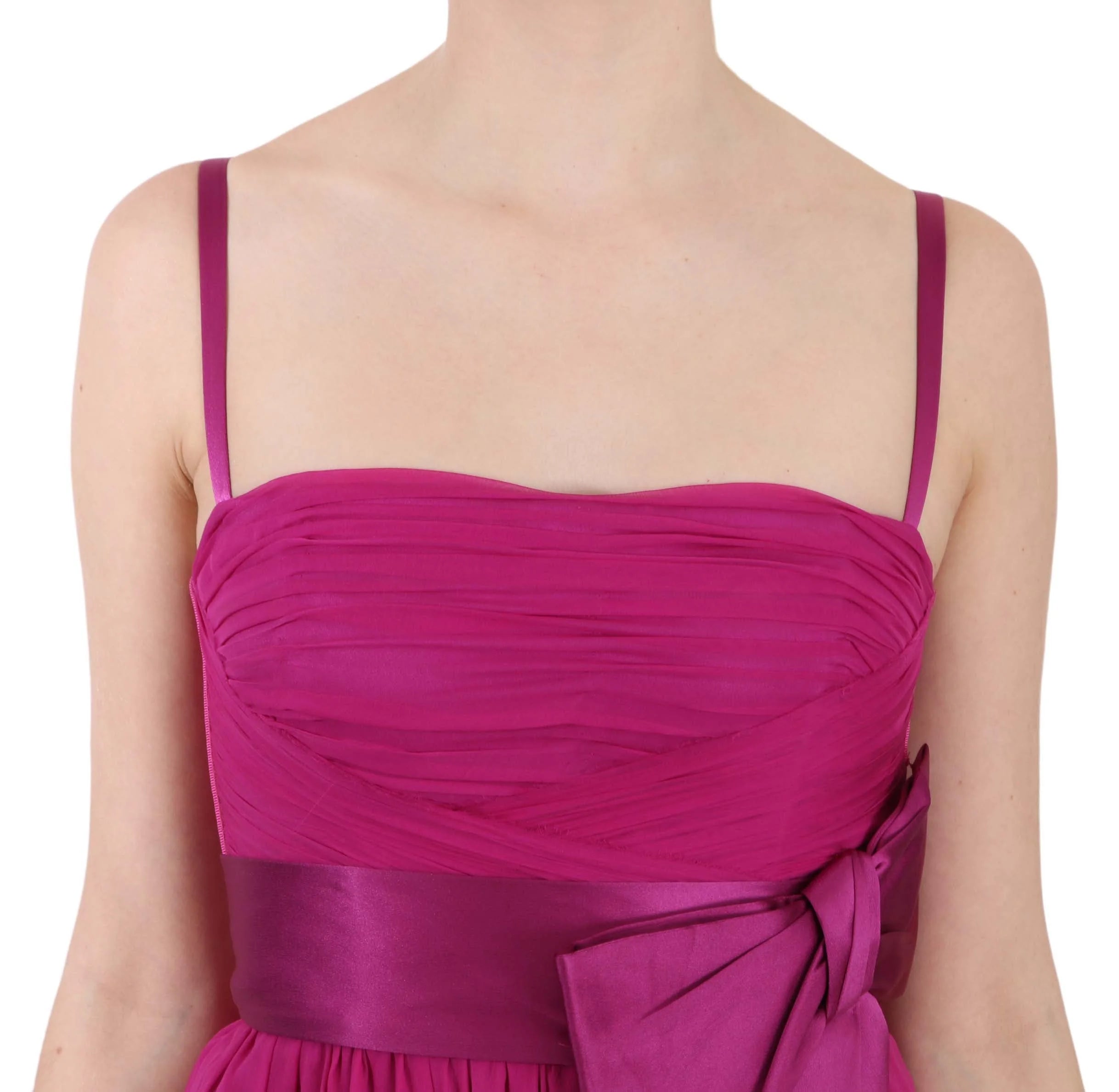 Dolce & Gabbana Fuchsia Pink Bow Silk Sleeveless Dress - IT38|XS - Dresses