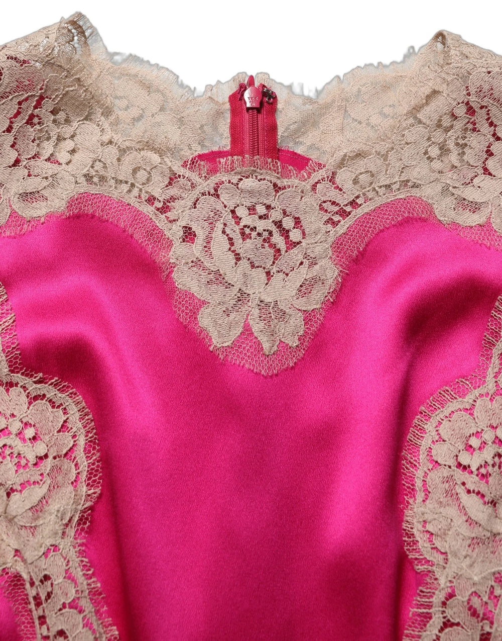 Dolce & Gabbana Fuchsia Pink Lace Detail A-line Midi Dress - IT40|S