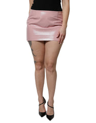 Dolce & Gabbana Glossy Pink Cotton High Waist Mini Skirt - Skirts