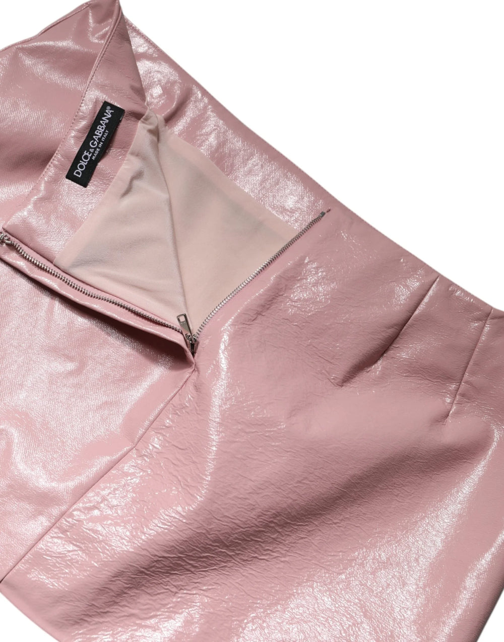Dolce & Gabbana Glossy Pink Cotton High Waist Mini Skirt - Skirts