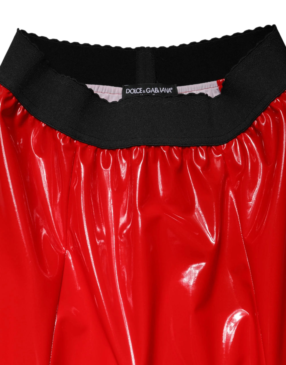 Dolce & Gabbana Glossy Red Polyester High Waist Midi Skirt - IT40|S