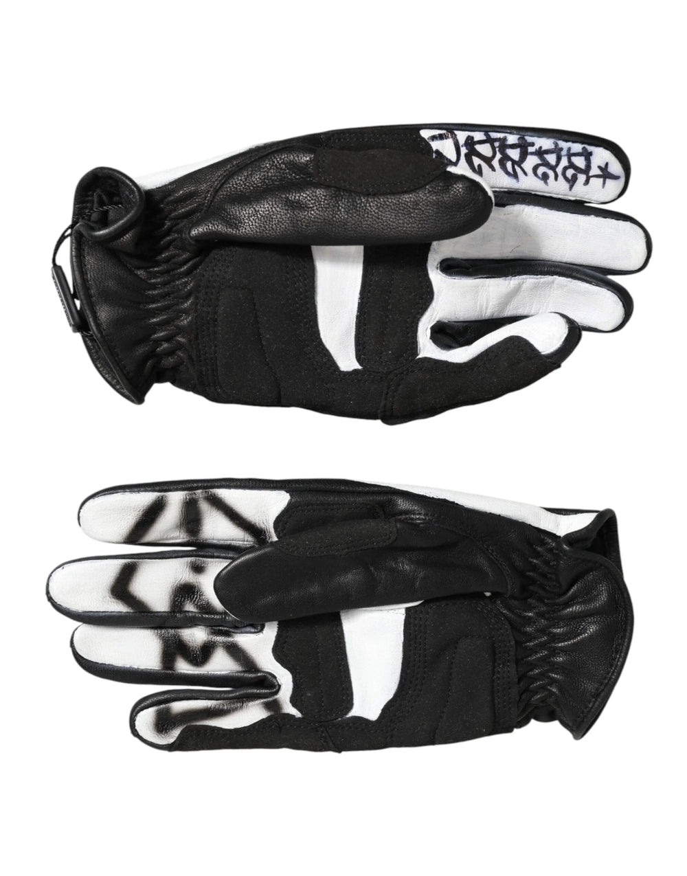Dolce & Gabbana Gloves Black White Crystal Wrist Length Mitten Gloves - 7|S