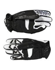 Dolce & Gabbana Gloves Black White Crystal Wrist Length Mitten Gloves - 7|S