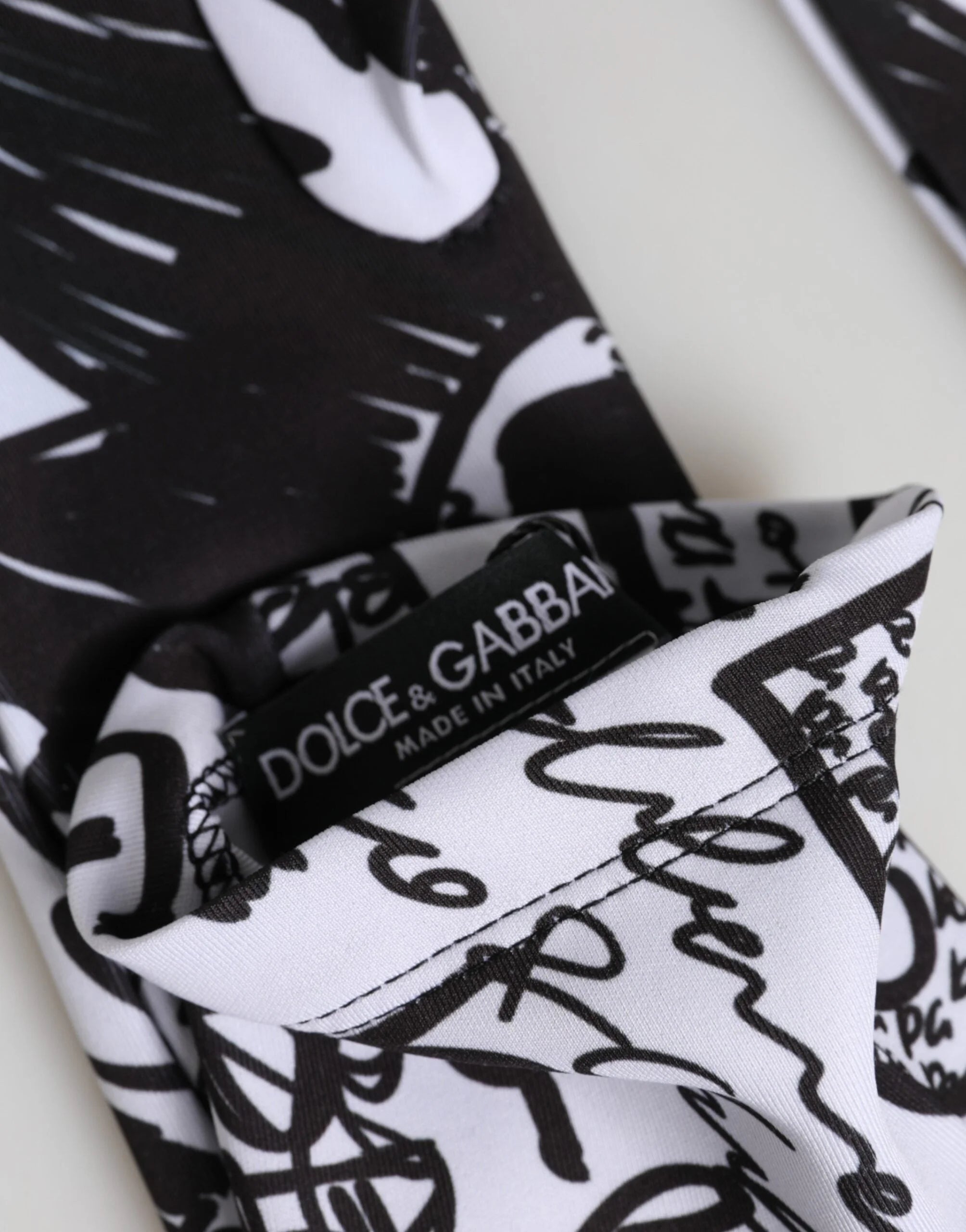 Dolce & Gabbana Gloves Black White DG Logo Elbow Length Mitten - 7|S