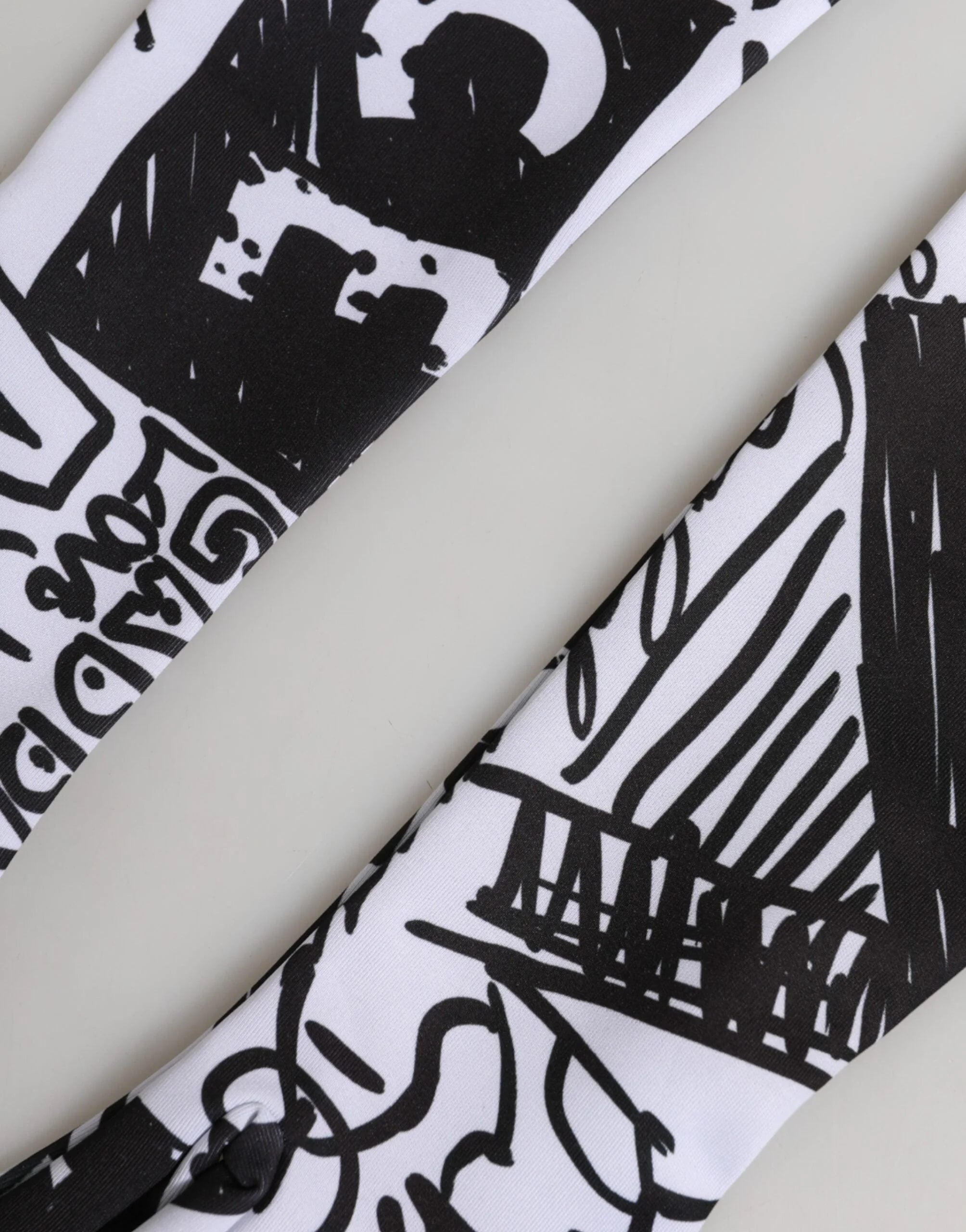 Dolce & Gabbana Gloves Black White DG Logo Elbow Length Mitten - 7|S