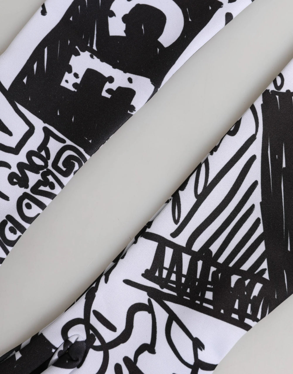 Dolce & Gabbana Gloves Black White DG Logo Elbow Length Mitten - 7|S