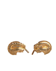 Dolce & Gabbana Gold 925 Sterling Silver Crystal Leaf Cufflink - Cufflinks