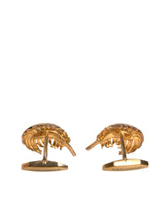 Dolce & Gabbana Gold 925 Sterling Silver Crystal Leaf Cufflink - Cufflinks