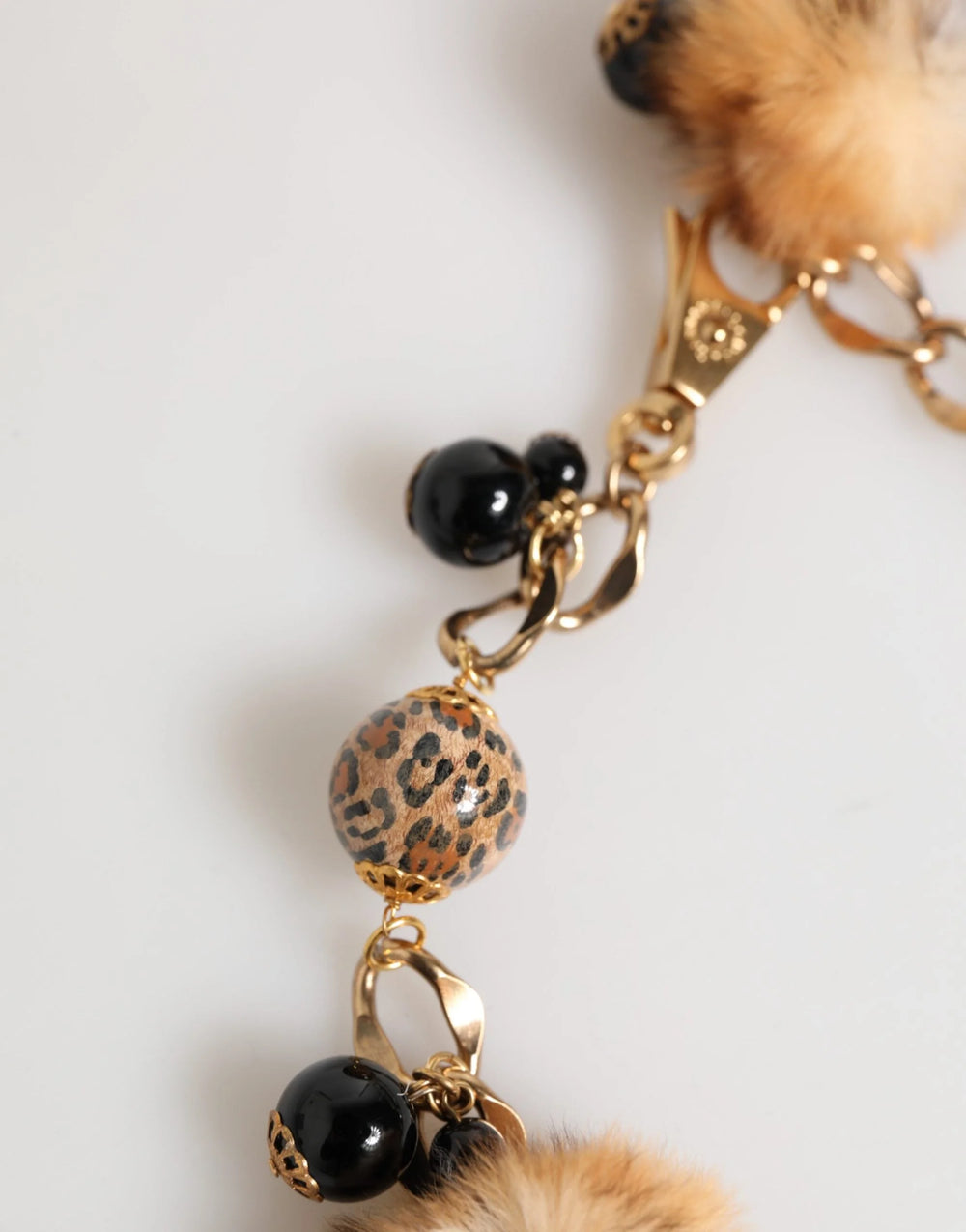 Dolce & Gabbana Gold Black Crystals Lapin Fur Filigree Choker Necklace - Necklaces