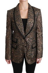 Dolce & Gabbana Gold Black Lace Blazer Coat Floral Jacket - IT44|L - Sport Jackets