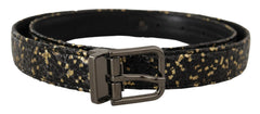 Dolce & Gabbana Gold Black Two-toned Leather Chrome Buckle Belt - 90 cm / 36 Inches - Belts