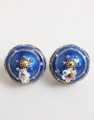 Dolce & Gabbana Gold Brass Blue Christmas Ball Crystal Drop Clip On Earrings - Earrings