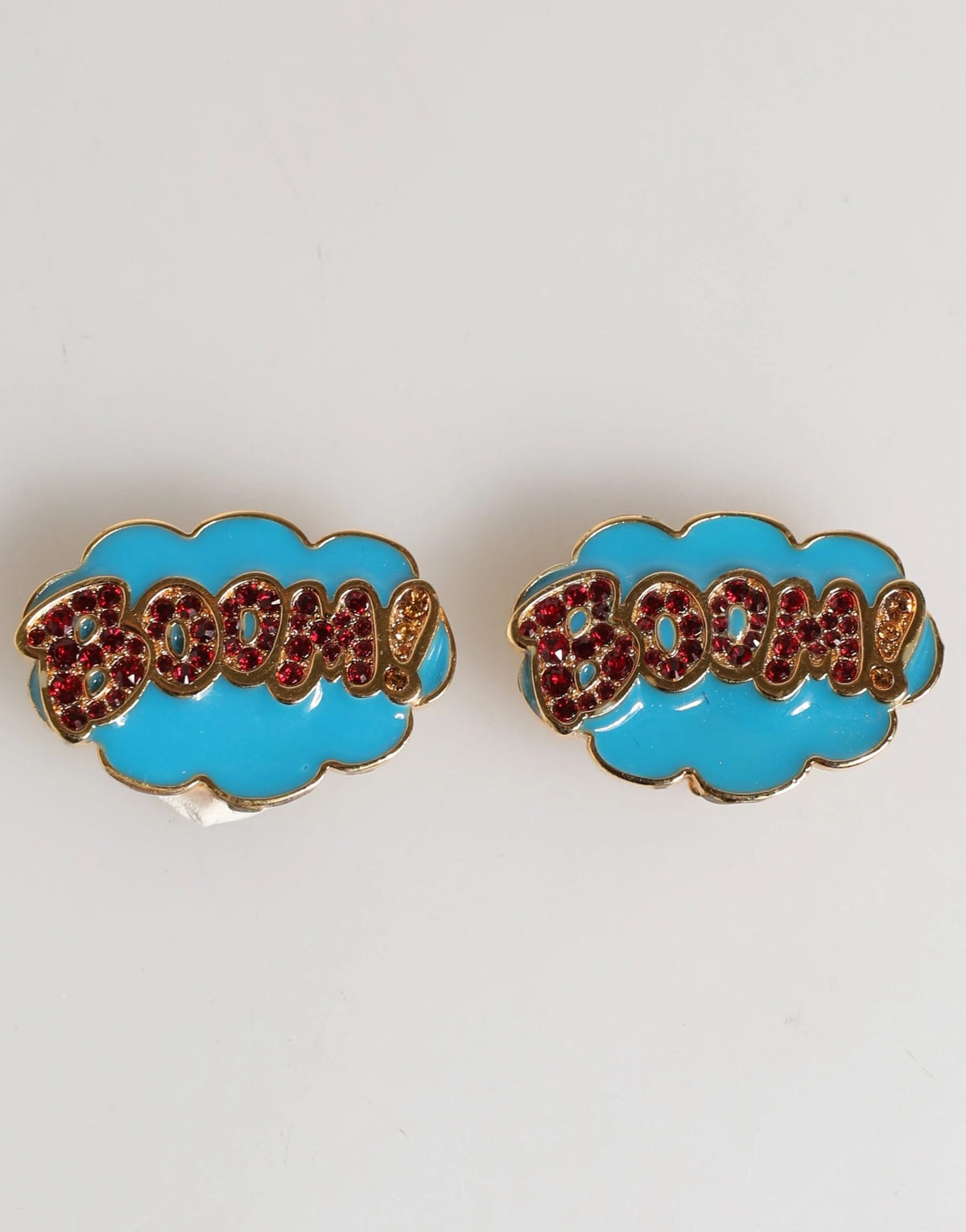 Dolce & Gabbana Gold Brass BOOM Cartoon Crystal Clip-On Women